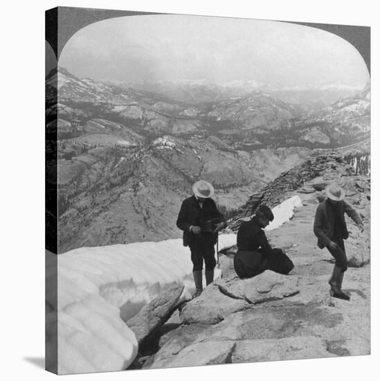 View from Clouds Rest over Tenaya Lake to the Distant Matterhorn, California, USA, 1902-Underwood & Underwood-Stretched Canvas