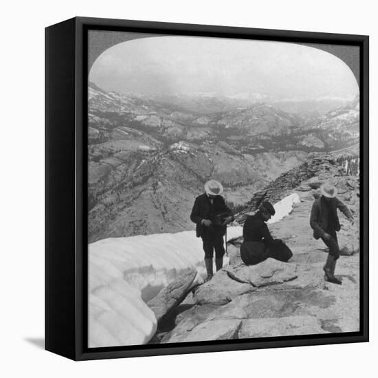 View from Clouds Rest over Tenaya Lake to the Distant Matterhorn, California, USA, 1902-Underwood & Underwood-Framed Stretched Canvas