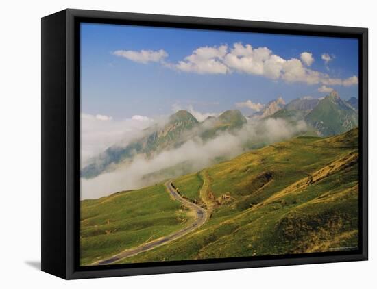 View from Col d'Aubisque, Pyrenees-Atlantique, Pyrenees, Aquitaine, France, Europe-David Hughes-Framed Stretched Canvas