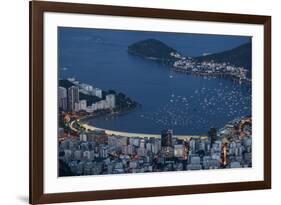 View from Cristo Redentor over Rio De Janeiro at Night, Corcovado, Rio De Janeiro-Ben Pipe-Framed Photographic Print