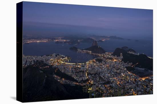 View from Cristo Redentor over Rio De Janeiro at Night, Corcovado, Rio De Janeiro-Ben Pipe-Stretched Canvas