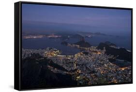 View from Cristo Redentor over Rio De Janeiro at Night, Corcovado, Rio De Janeiro-Ben Pipe-Framed Stretched Canvas