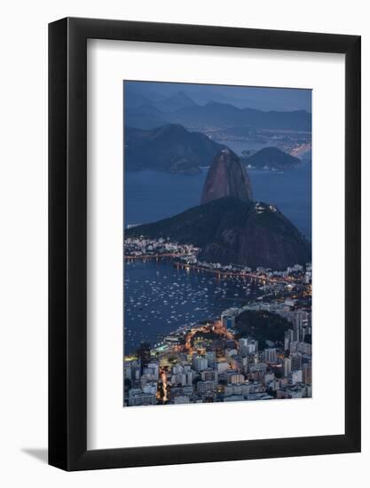 View from Cristo Redentor over Rio De Janeiro at Night, Corcovado, Rio De Janeiro-Ben Pipe-Framed Photographic Print