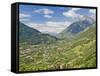 View from Dorf Tyrol over Merano, Towards Reschen Pass and Austria, Western Dolomites, Italy-James Emmerson-Framed Stretched Canvas