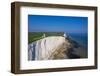 View from drone of Belle Tout lighthouse at low tide, Seven Sisters chalk cliffs-Paolo Graziosi-Framed Photographic Print