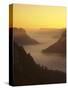 View from Eichfelsen Rock on Schloss Werenwag Castle and Danube Valley at Sunrise-Markus Lange-Stretched Canvas