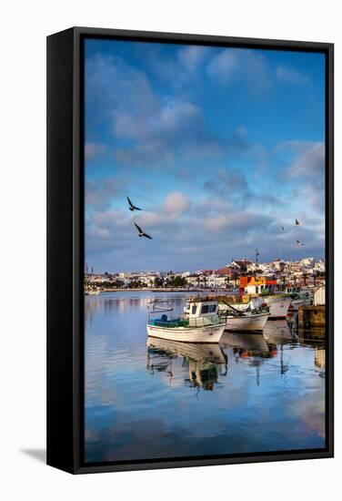 View from Fishing Harbour Towards Old Town, Lagos, Algarve, Portugal-Sabine Lubenow-Framed Stretched Canvas