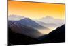 View from Furkapass to Andermatt, Canton Graubunden, Switzerland-phbcz-Mounted Photographic Print