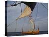 View from Gaia of Replica Viking Ship Oseberg, Chesapeake Bay, USA-David Lomax-Stretched Canvas