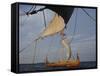 View from Gaia of Replica Viking Ship Oseberg, Chesapeake Bay, USA-David Lomax-Framed Stretched Canvas