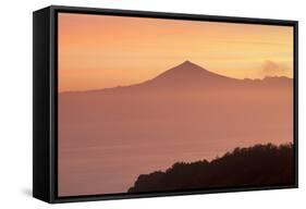 View from Gomera to Tenerife with Teide Volcano at Sunrise, Canary Islands, Spain, Atlantic, Europe-Markus Lange-Framed Stretched Canvas