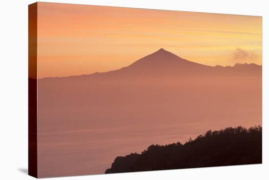 View from Gomera to Tenerife with Teide Volcano at Sunrise, Canary Islands, Spain, Atlantic, Europe-Markus Lange-Stretched Canvas
