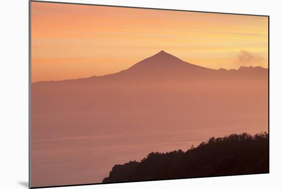 View from Gomera to Tenerife with Teide Volcano at Sunrise, Canary Islands, Spain, Atlantic, Europe-Markus Lange-Mounted Photographic Print