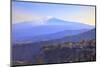 View from Greek Theatre to Taormina with Mount Etna in Background, Taormina, Sicily, Italy, Europe-Neil Farrin-Mounted Photographic Print