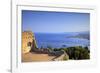 View from Greek Theatre with Mount Etna and Coast in Background-Neil Farrin-Framed Photographic Print