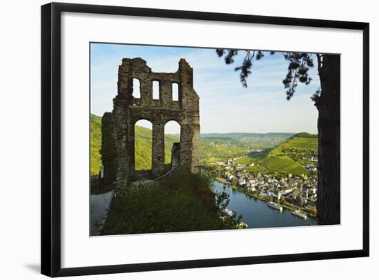 View from Grevenburg Castle of Traben-Trarbach and Moselle River (Mosel)-Jochen Schlenker-Framed Photographic Print