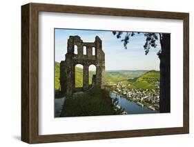 View from Grevenburg Castle of Traben-Trarbach and Moselle River (Mosel)-Jochen Schlenker-Framed Photographic Print