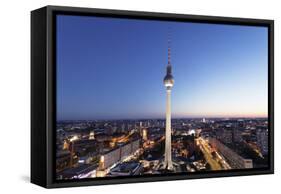 View from Hotel Park Inn over Alexanderplatz Square, Berliner Fernsehturm TV Tower, Berlin, Germany-Markus Lange-Framed Stretched Canvas