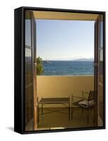 View from Hotel Room of Mediterranean, Ile Rousse, Corsica, France-Trish Drury-Framed Stretched Canvas