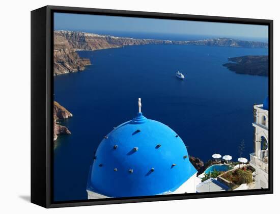 View from Imerovigli Overlooking Ocean, Santorini, Cyclades, Greek Islands, Greece, Europe-Sakis Papadopoulos-Framed Stretched Canvas