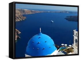 View from Imerovigli Overlooking Ocean, Santorini, Cyclades, Greek Islands, Greece, Europe-Sakis Papadopoulos-Framed Stretched Canvas