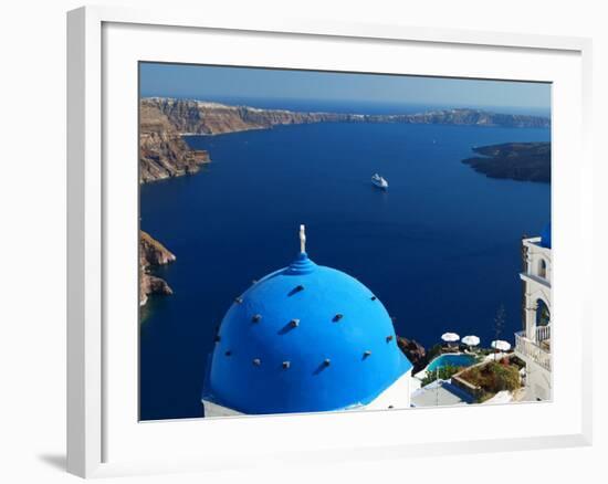 View from Imerovigli Overlooking Ocean, Santorini, Cyclades, Greek Islands, Greece, Europe-Sakis Papadopoulos-Framed Photographic Print