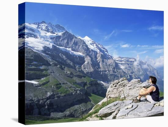 View from Kleine Scheidegg to Jungfrau, Bernese Oberland, Switzerland-Hans Peter Merten-Stretched Canvas