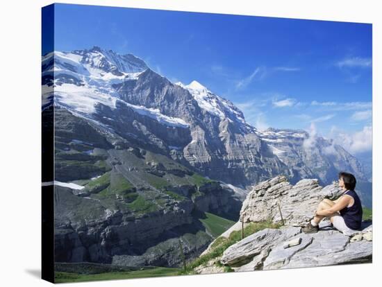 View from Kleine Scheidegg to Jungfrau, Bernese Oberland, Switzerland-Hans Peter Merten-Stretched Canvas