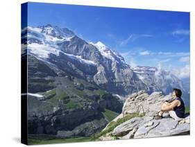 View from Kleine Scheidegg to Jungfrau, Bernese Oberland, Switzerland-Hans Peter Merten-Stretched Canvas