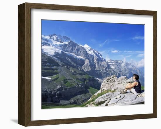 View from Kleine Scheidegg to Jungfrau, Bernese Oberland, Switzerland-Hans Peter Merten-Framed Photographic Print