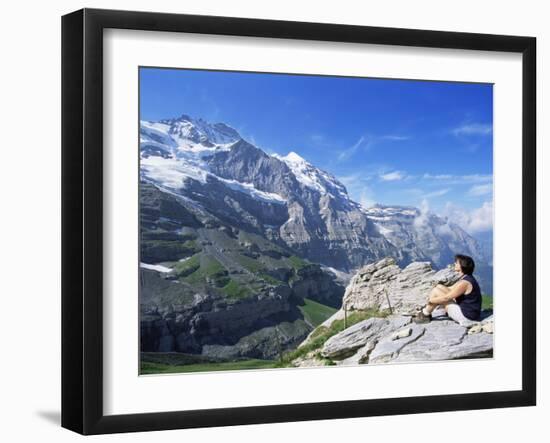 View from Kleine Scheidegg to Jungfrau, Bernese Oberland, Switzerland-Hans Peter Merten-Framed Photographic Print