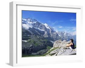 View from Kleine Scheidegg to Jungfrau, Bernese Oberland, Switzerland-Hans Peter Merten-Framed Photographic Print