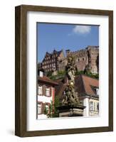 View from Kornmarkt to Castle, Heidelberg, Baden-Wurttemberg, Germany, Europe-Hans Peter Merten-Framed Photographic Print