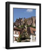 View from Kornmarkt to Castle, Heidelberg, Baden-Wurttemberg, Germany, Europe-Hans Peter Merten-Framed Photographic Print