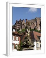 View from Kornmarkt to Castle, Heidelberg, Baden-Wurttemberg, Germany, Europe-Hans Peter Merten-Framed Photographic Print