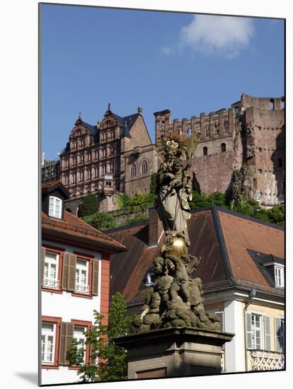 View from Kornmarkt to Castle, Heidelberg, Baden-Wurttemberg, Germany, Europe-Hans Peter Merten-Mounted Photographic Print