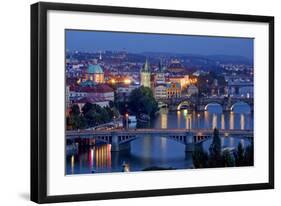 View from Letna Hill across Vltava Bridges towards the Old Town of Prague, Czech Republic-null-Framed Art Print