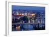 View from Letna Hill across Vltava Bridges towards the Old Town of Prague, Czech Republic-null-Framed Art Print