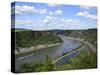 View from Loreley to St. Goarshausen and the River Rhine, Rhine Valley, Rhineland-Palatinate, Germa-Hans Peter Merten-Stretched Canvas