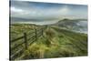 View from Mam Tor of fog in Hope Valley at sunrise, Castleton, Peak District National Park, Derbysh-Frank Fell-Stretched Canvas