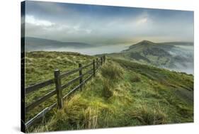 View from Mam Tor of fog in Hope Valley at sunrise, Castleton, Peak District National Park, Derbysh-Frank Fell-Stretched Canvas