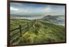 View from Mam Tor of fog in Hope Valley at sunrise, Castleton, Peak District National Park, Derbysh-Frank Fell-Framed Photographic Print