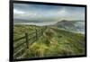 View from Mam Tor of fog in Hope Valley at sunrise, Castleton, Peak District National Park, Derbysh-Frank Fell-Framed Photographic Print