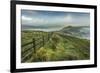 View from Mam Tor of fog in Hope Valley at sunrise, Castleton, Peak District National Park, Derbysh-Frank Fell-Framed Photographic Print