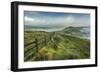 View from Mam Tor of fog in Hope Valley at sunrise, Castleton, Peak District National Park, Derbysh-Frank Fell-Framed Photographic Print