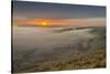 View from Mam Tor of fog in Hope Valley at sunrise, Castleton, Peak District National Park, Derbysh-Frank Fell-Stretched Canvas