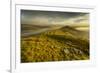 View from Mam Tor of fog in Hope Valley at sunrise, Castleton, Peak District National Park, Derbysh-Frank Fell-Framed Photographic Print