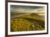 View from Mam Tor of fog in Hope Valley at sunrise, Castleton, Peak District National Park, Derbysh-Frank Fell-Framed Photographic Print