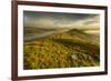 View from Mam Tor of fog in Hope Valley at sunrise, Castleton, Peak District National Park, Derbysh-Frank Fell-Framed Photographic Print