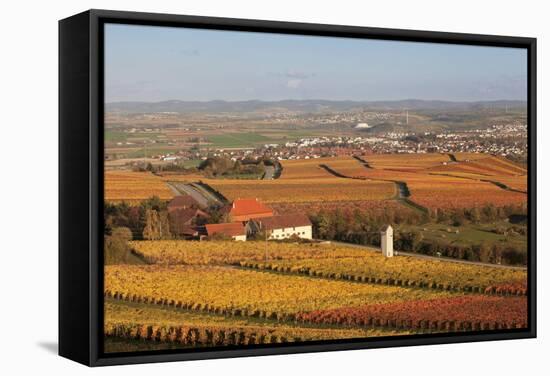 View from Michaelsberg Mountain over Autumn Vineyards to the Lowensteiner Berge Mountains-Markus-Framed Stretched Canvas